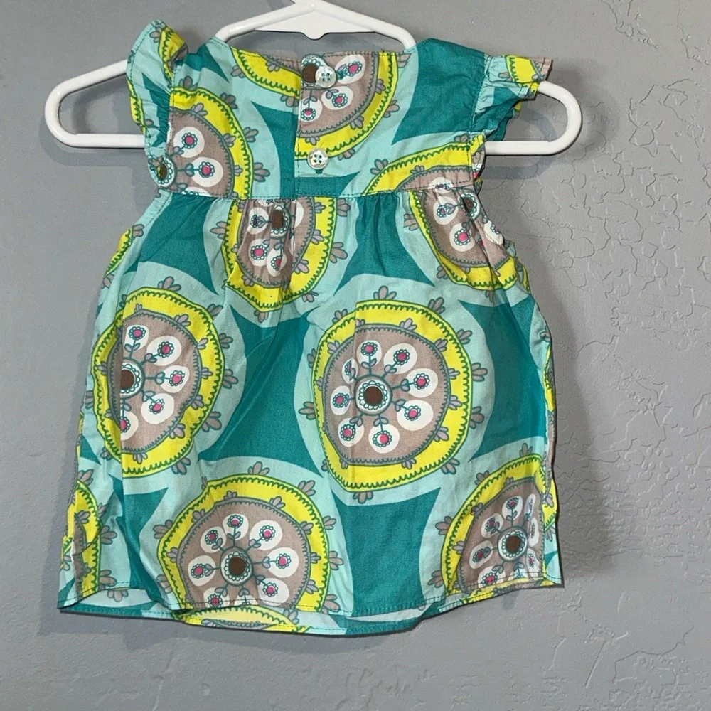 OshKosh B'gosh Teal, Yellow, Aqua Floral Medallion Dress